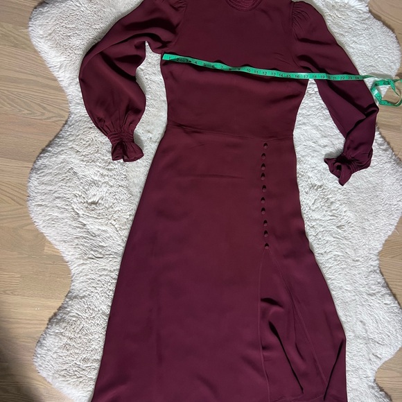 Reformation burgundy stevi- leg crepe midi dress size 10 - Picture 12 of 16